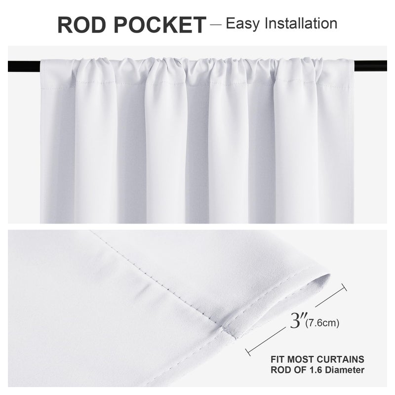 PONY DANCE White Room Darkening Curtains for Bedroom, Rod Pocket Top Solid Soft Drapes Window Treatments Panels 60% Light Blocking for Living Room(2 Panels, W 42 x L 72 inches, Pure White) - Image 2